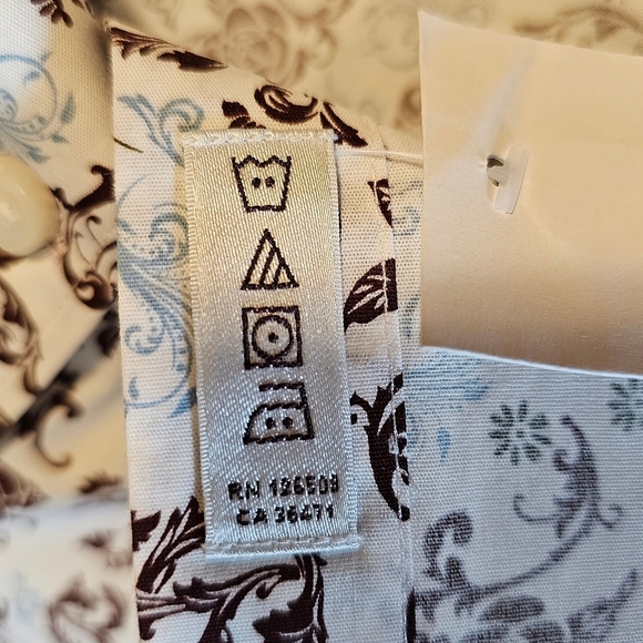 Thomas Dean Men's Paisley Print Cotton Blend Button-Up Shirt, White Multi Floral - Picture 7 of 10